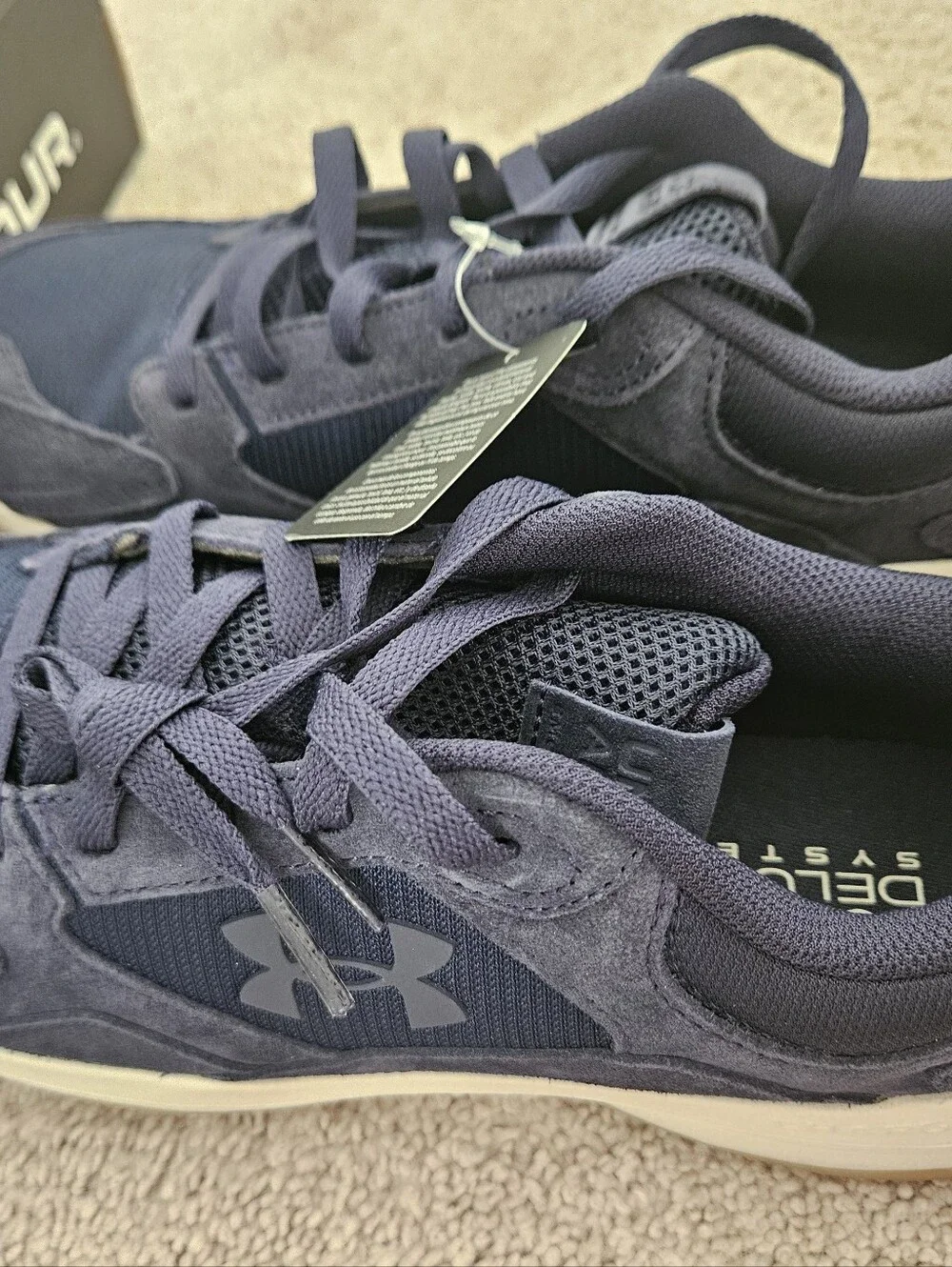 NWT Under Armour UA Edge Suede Mens 9.5 Navy Blue Charged Sneakers